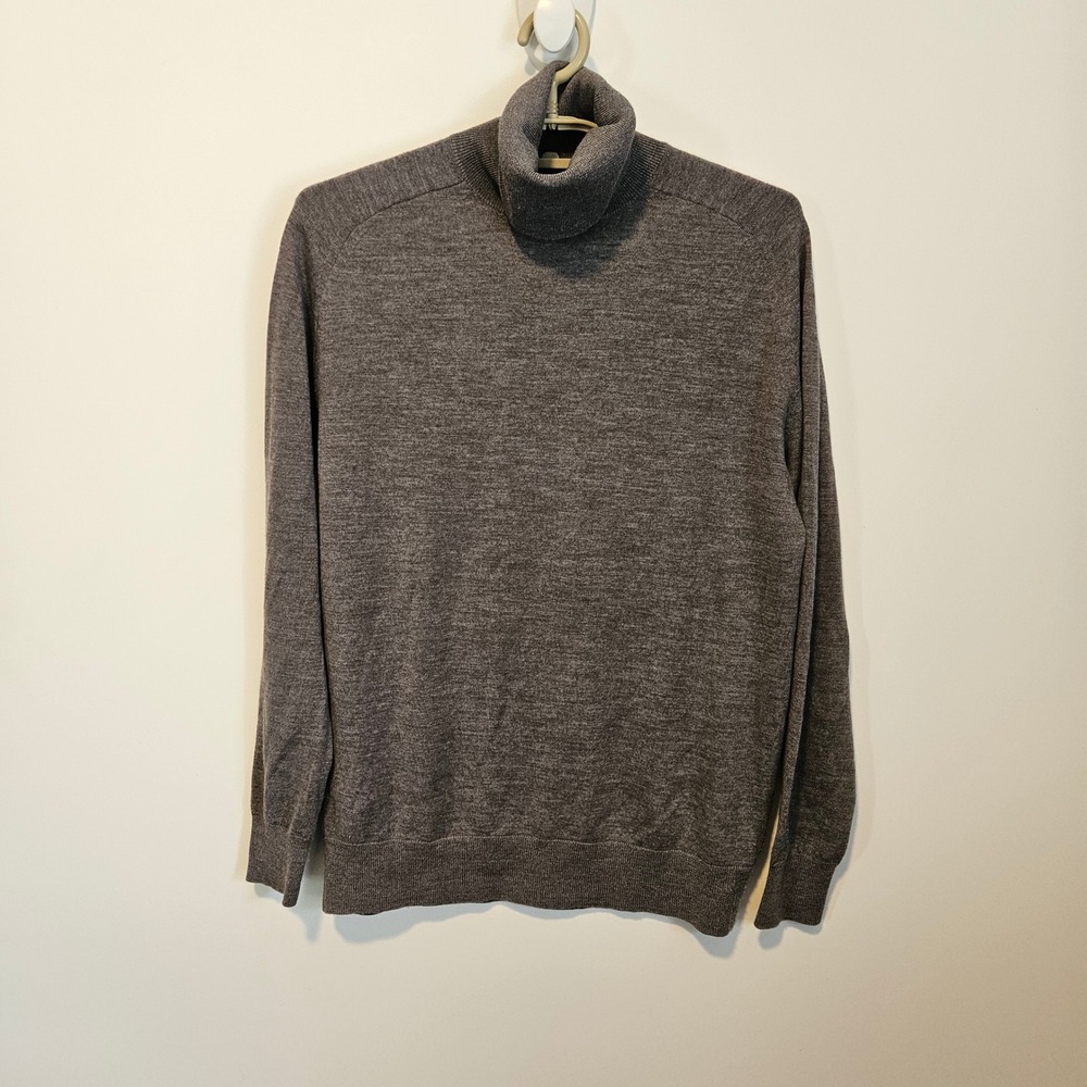 Theory Turtleneck Sweater Small Long Sleeve Pullover Gray Wool Minimalist Layer